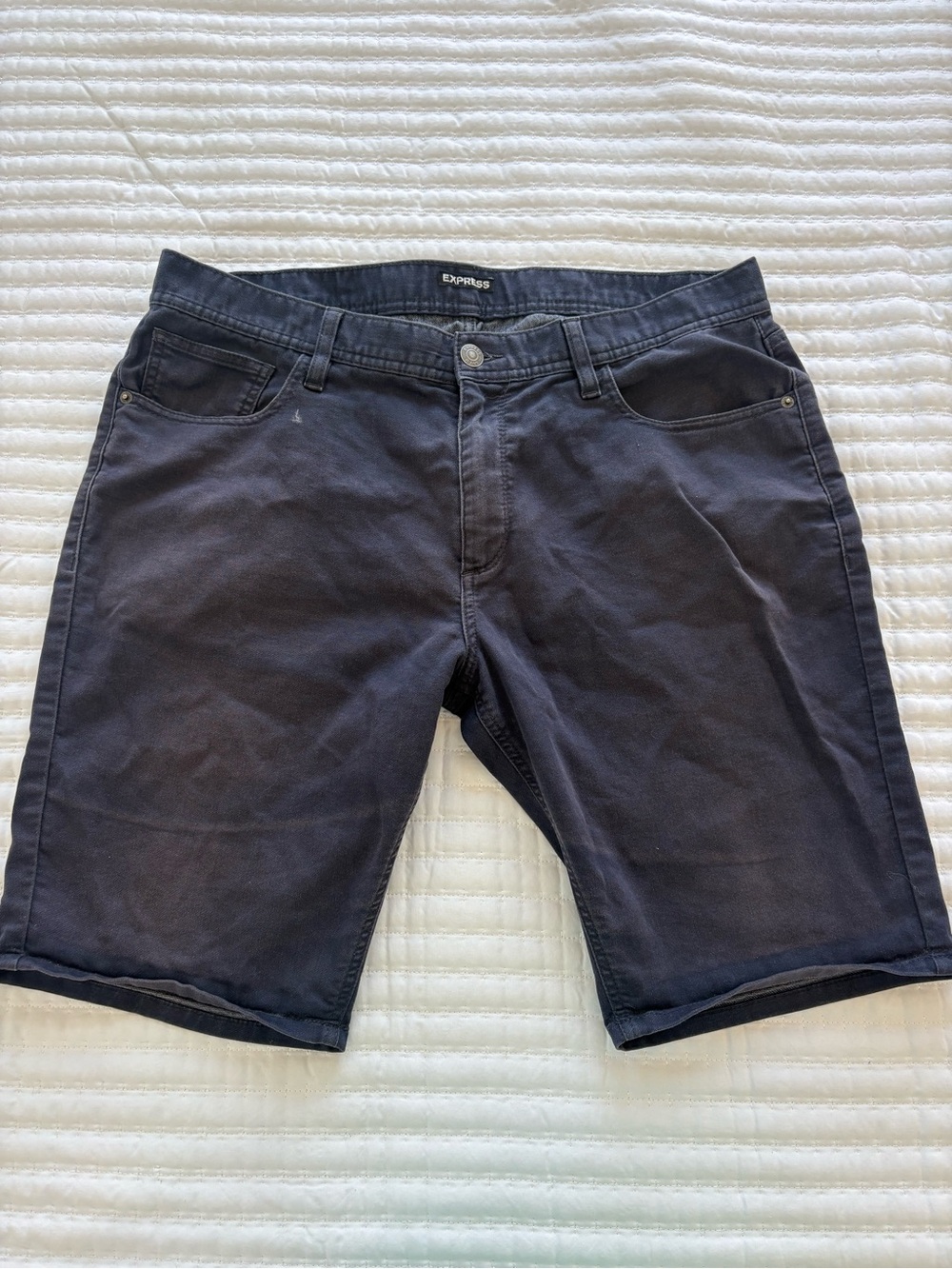 Express Men's Dark Blue Flat Front Shorts